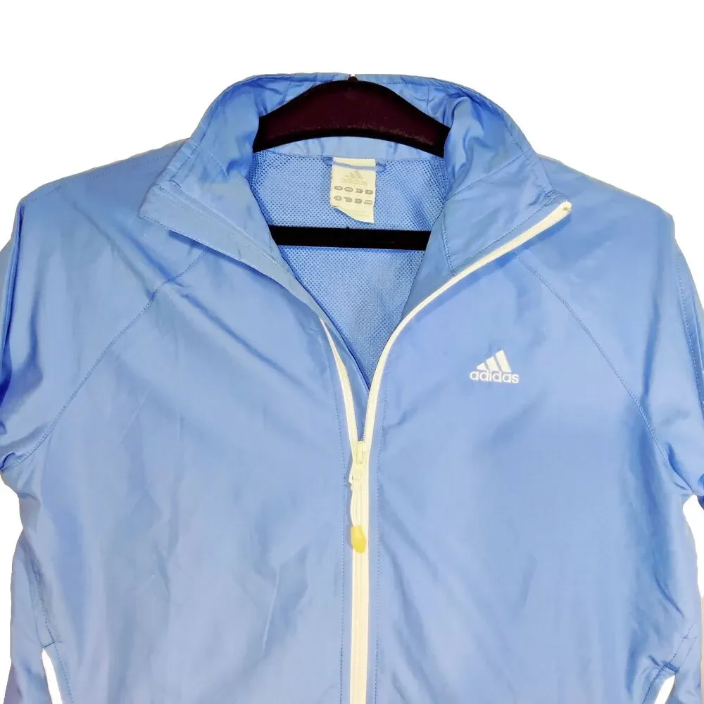 Vintage Y2K Adidas Women's Windbreaker Zip Up Light Weight Blue Size:M